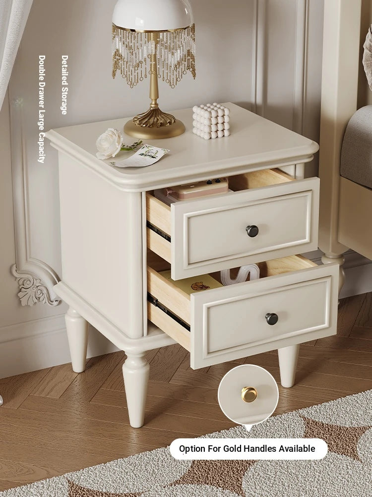 Chic Cherry Wood Pine Bedside Cupboard with Two Drawers – Stylish Nightstand for Bedroom Storage hl-4879