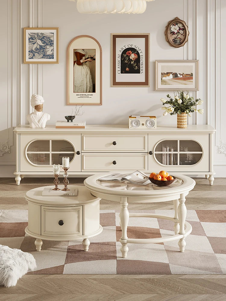 Elegant Cherry Wood Tea Table with Tempered Glass Top - Stylish Living Room Centerpiece hl-4881