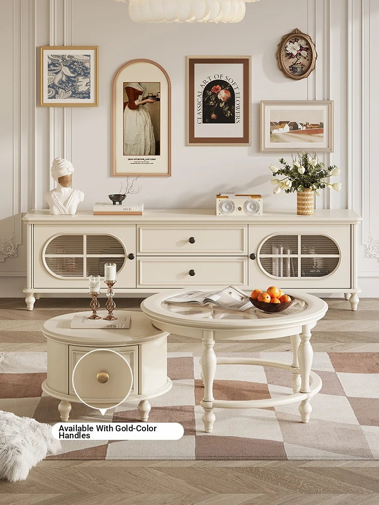 Elegant Cherry Wood Tea Table with Tempered Glass Top - Stylish Living Room Centerpiece hl-4881