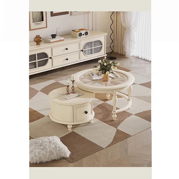 Elegant Cherry Wood Tea Table with Tempered Glass Top - Stylish Living Room Centerpiece hl-4881
