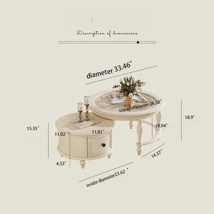 Elegant Cherry Wood Tea Table with Tempered Glass Top - Stylish Living Room Centerpiece hl-4881