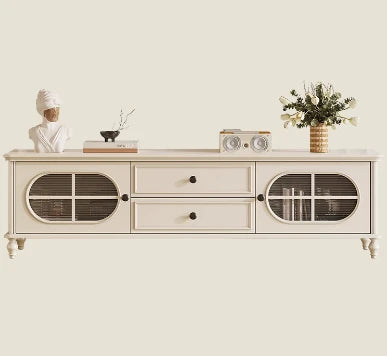 Elegant Cherry Wood TV Cabinet with Pine and Glass Accents - Contemporary Home Furniture hl-4882