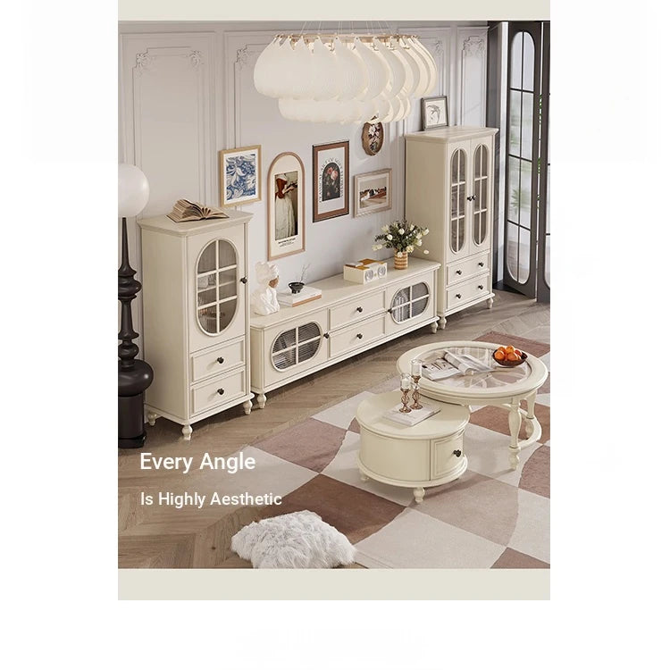 Elegant Cherry Wood TV Cabinet with Pine and Glass Accents - Contemporary Home Furniture hl-4882