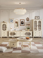 Elegant Cherry Wood Pine and Glass Cabinet – Stylish Storage Solution for Home Décor hl-4884