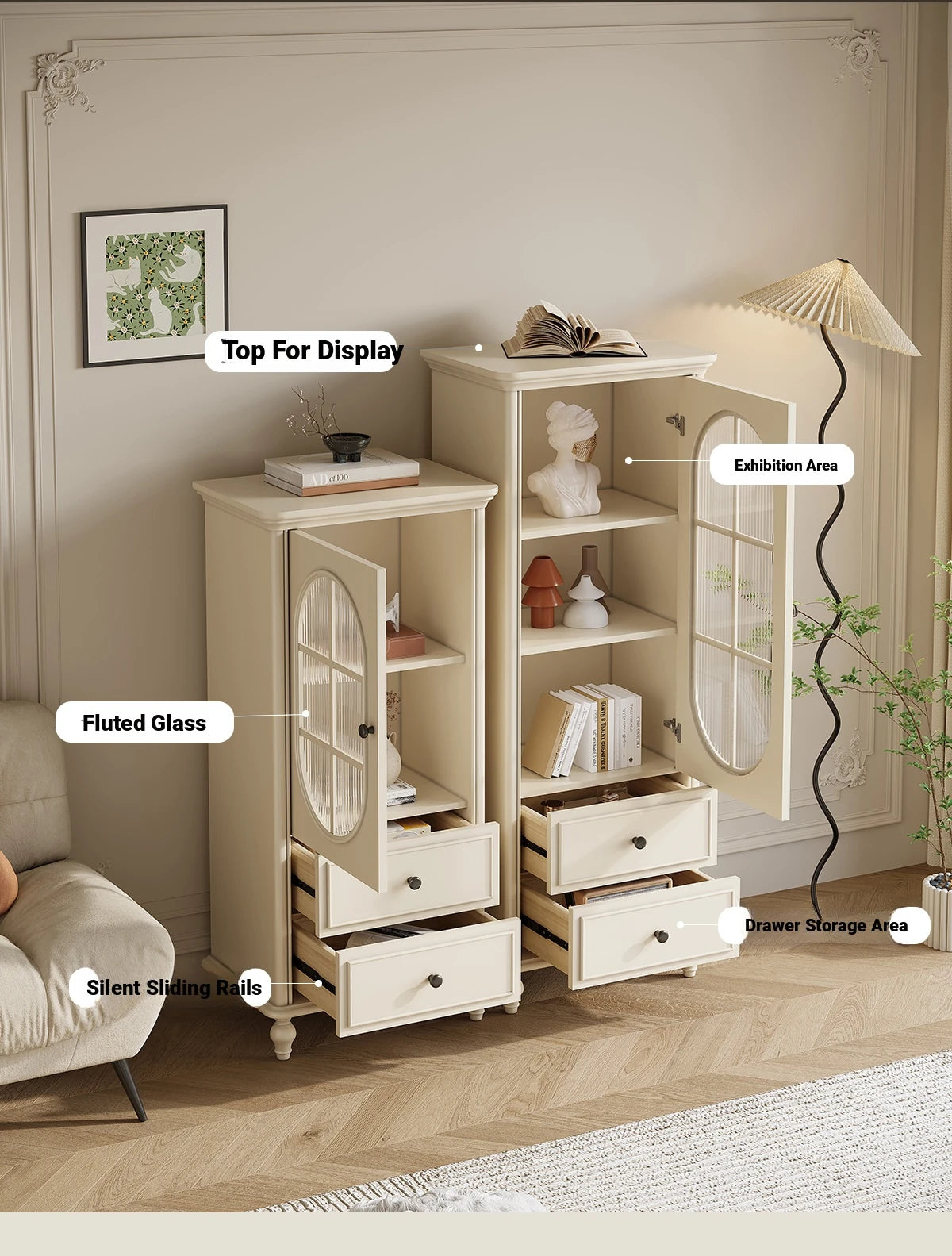 Elegant Cherry Wood Pine and Glass Cabinet – Stylish Storage Solution for Home Décor hl-4884