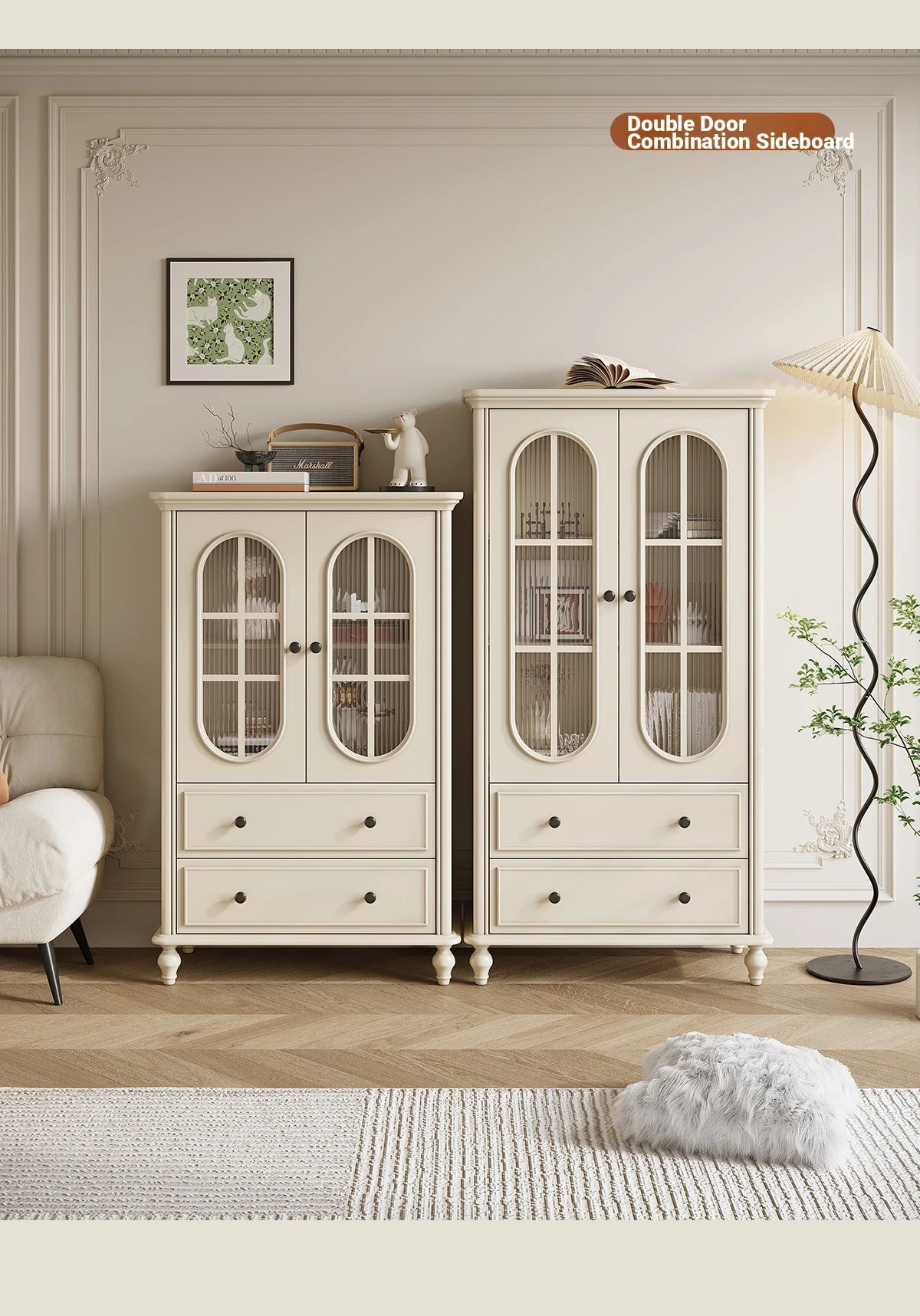Elegant Cherry Wood Pine and Glass Cabinet – Stylish Storage Solution for Home Décor hl-4884