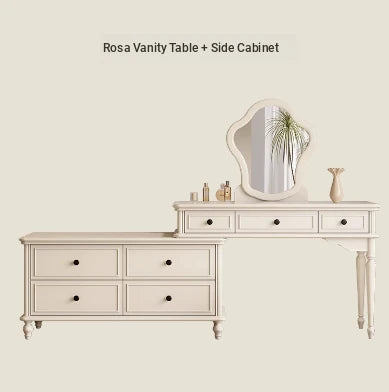 Elegant Cherry Wood Makeup Table with Glass Top and Mirror - Stylish Vanity Set for Your Bedroom hl-4886