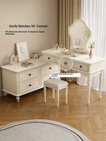 Elegant Cherry Wood Makeup Table with Glass Top and Mirror - Stylish Vanity Set for Your Bedroom hl-4886