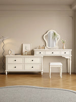 Elegant Cherry Wood Makeup Table with Glass Top and Mirror - Stylish Vanity Set for Your Bedroom hl-4886