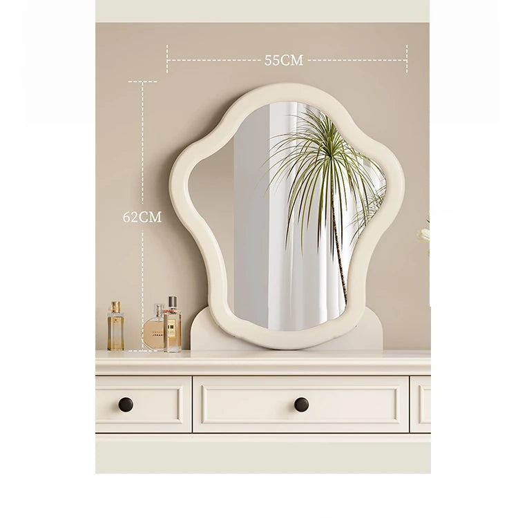 Elegant Cherry Wood Makeup Table with Glass Top and Mirror - Stylish Vanity Set for Your Bedroom hl-4886