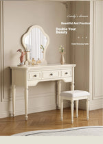 Elegant Cherry Wood Makeup Table with Glass Mirror and Comfort Stool - Stylish Vanity Set for Your Bedroom or Dressing Room hl-4888