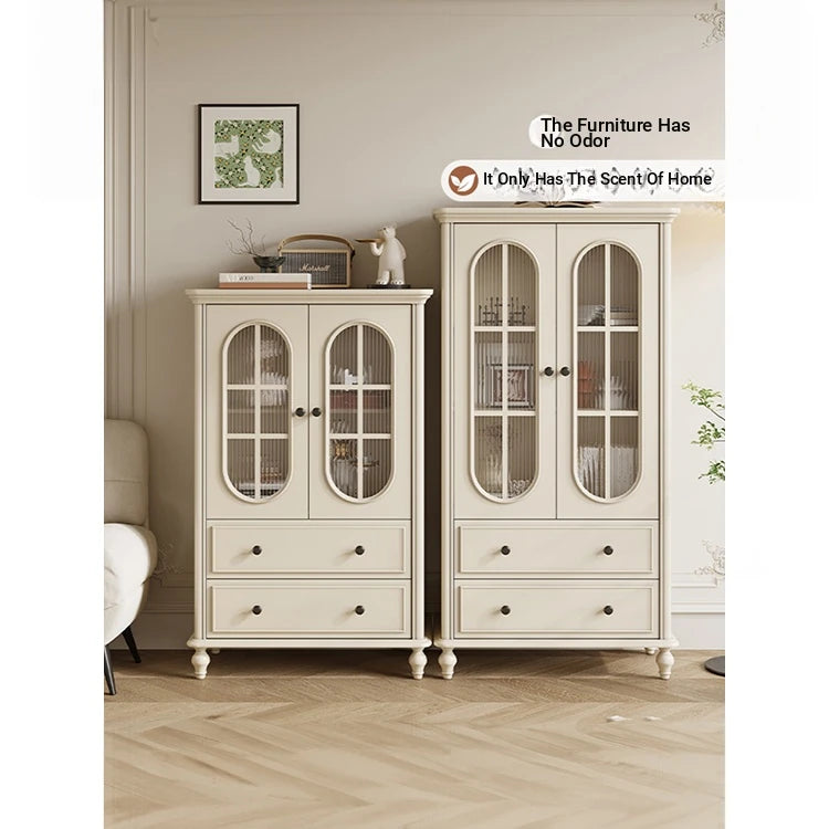 Elegant Cherry Wood and Pine Glass Cabinet Set for Stylish Home Storage hl-4889