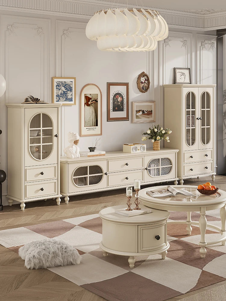 Elegant Cherry Wood and Pine Glass Cabinet Set for Stylish Home Storage hl-4889