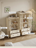 Elegant Cherry Wood and Pine Glass Cabinet Set for Stylish Home Storage hl-4889