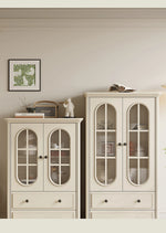 Elegant Cherry Wood and Pine Glass Cabinet Set for Stylish Home Storage hl-4889