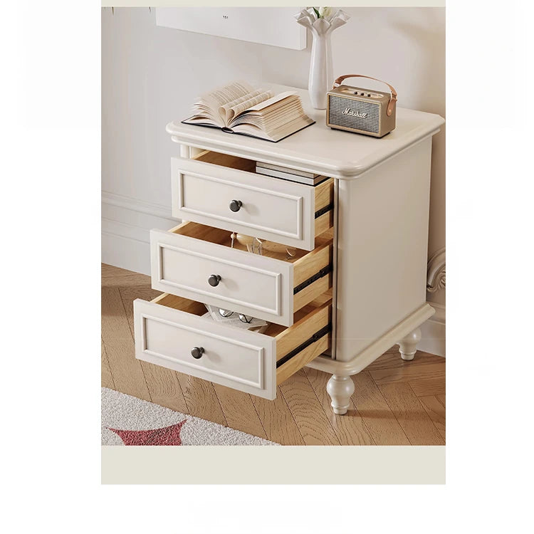 Cherry Wood Pine Bedside Cupboard with 3 Drawers – Elegant Nightstand for Bedroom Storage and Decor hl-4890