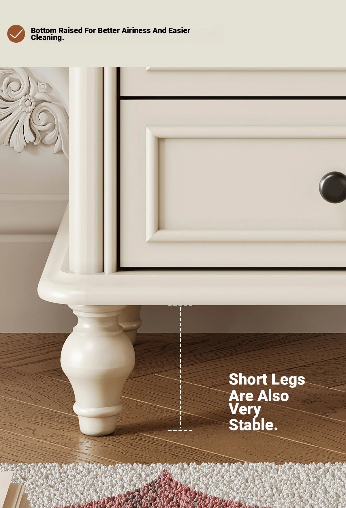 Cherry Wood Pine Bedside Cupboard with 3 Drawers – Elegant Nightstand for Bedroom Storage and Decor hl-4890