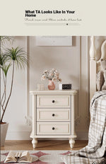 Cherry Wood Pine Bedside Cupboard with 3 Drawers – Elegant Nightstand for Bedroom Storage and Decor hl-4890