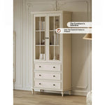 Elegant Cherry Wood Pine Cabinet with Glass Doors and Ample Storage - Perfect for Any Room hl-4897