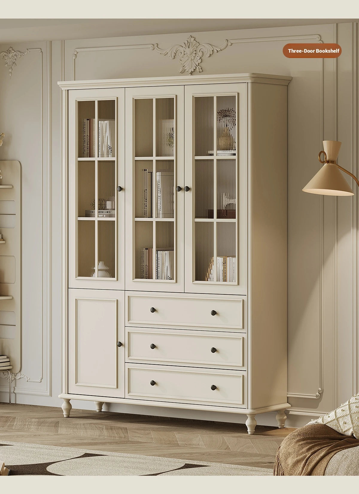 Elegant Cherry Wood Pine Cabinet with Glass Doors and Ample Storage - Perfect for Any Room hl-4897