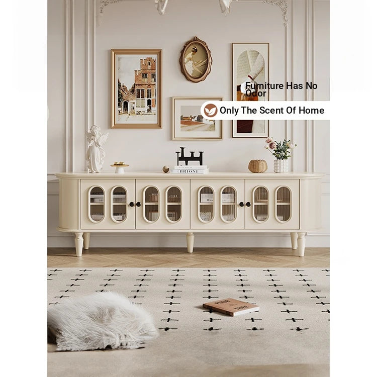 Elegant Cherry Wood TV Cabinet with Glass Doors - Stylish Storage for Your Living Room hl-4900