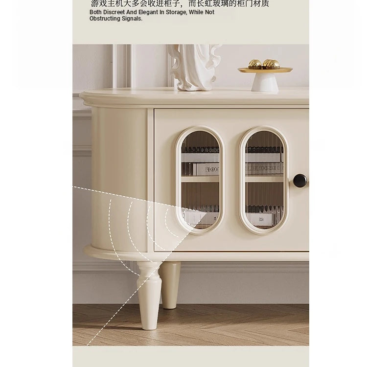 Elegant Cherry Wood TV Cabinet with Glass Doors - Stylish Storage for Your Living Room hl-4900