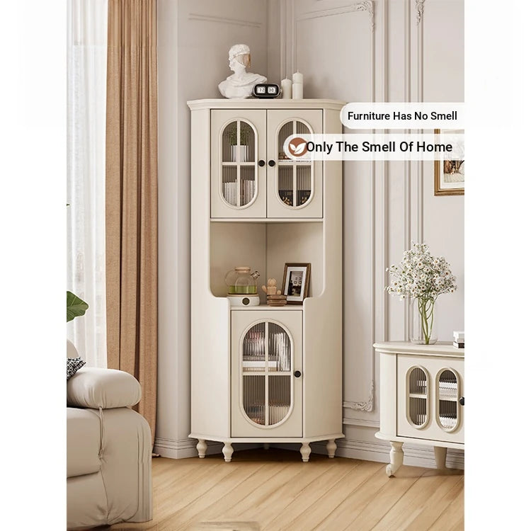 Elegant Cherry Wood & Pine Glass Cabinet - Stylish Home Storage Solutions for Modern Living hl-4904