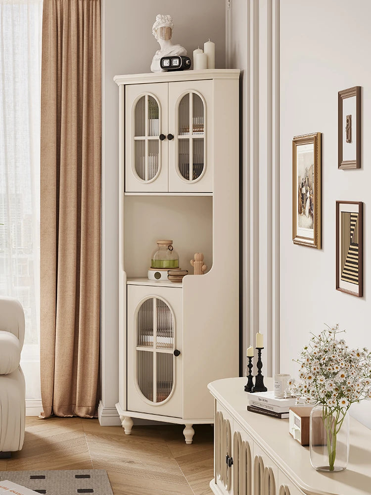 Elegant Cherry Wood & Pine Glass Cabinet - Stylish Home Storage Solutions for Modern Living hl-4904