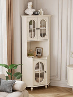 Elegant Cherry Wood & Pine Glass Cabinet - Stylish Home Storage Solutions for Modern Living hl-4904