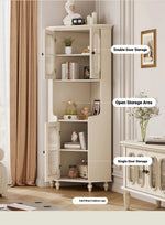 Elegant Cherry Wood & Pine Glass Cabinet - Stylish Home Storage Solutions for Modern Living hl-4904