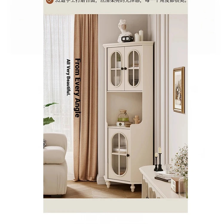 Elegant Cherry Wood & Pine Glass Cabinet - Stylish Home Storage Solutions for Modern Living hl-4904