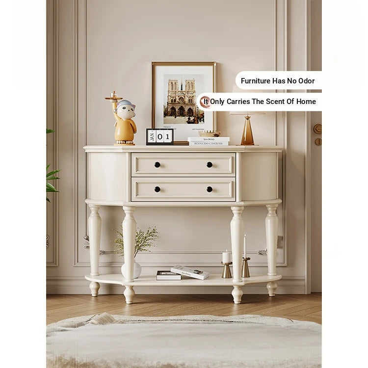 Elegant Cherry Wood Pine Cabinet with Dual Drawers - Stylish Storage Solution for Home Decor hl-4905