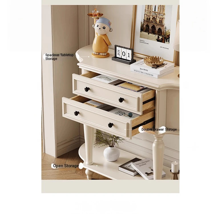 Elegant Cherry Wood Pine Cabinet with Dual Drawers - Stylish Storage Solution for Home Decor hl-4905