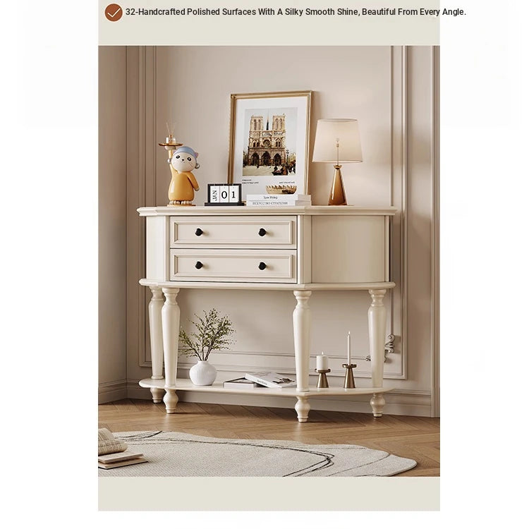 Elegant Cherry Wood Pine Cabinet with Dual Drawers - Stylish Storage Solution for Home Decor hl-4905