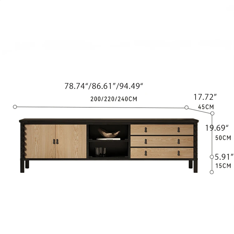 Elegant TV Cabinet in Ash Wood Multi-Layer Board - Modern Home Entertainment Center hld-4475