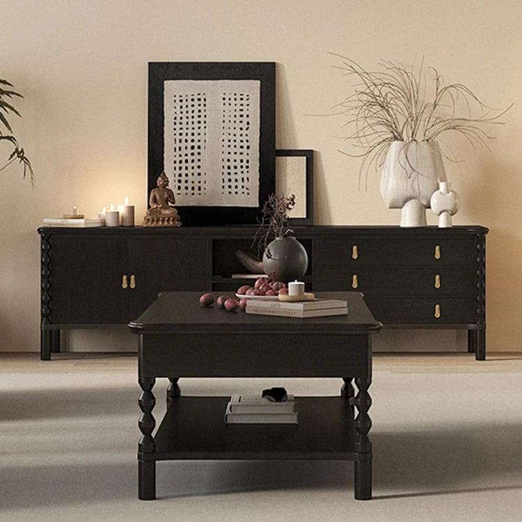 Modern Ash Wood Tea Table with Stylish Storage - Perfect for Elegant Living Rooms hld-4476