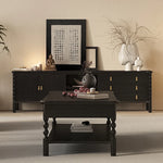 Modern Ash Wood Tea Table with Stylish Storage - Perfect for Elegant Living Rooms hld-4476