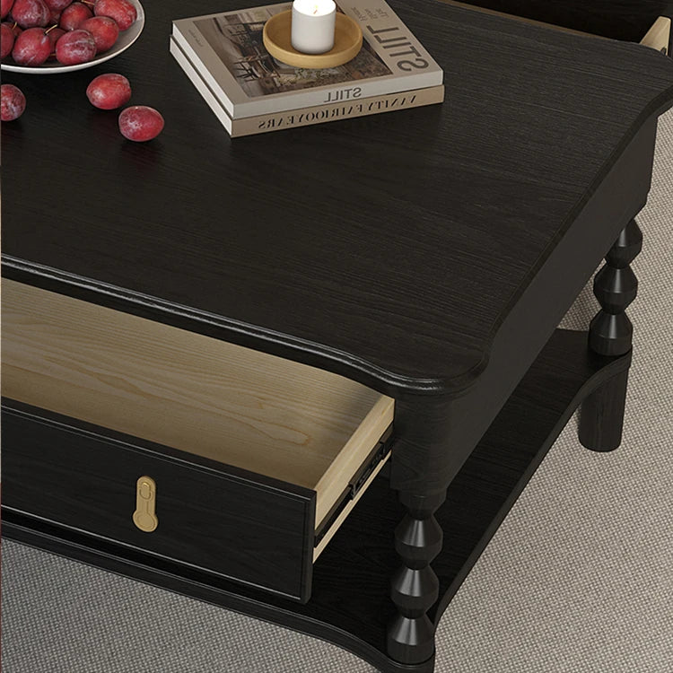 Modern Ash Wood Tea Table with Stylish Storage - Perfect for Elegant Living Rooms hld-4476