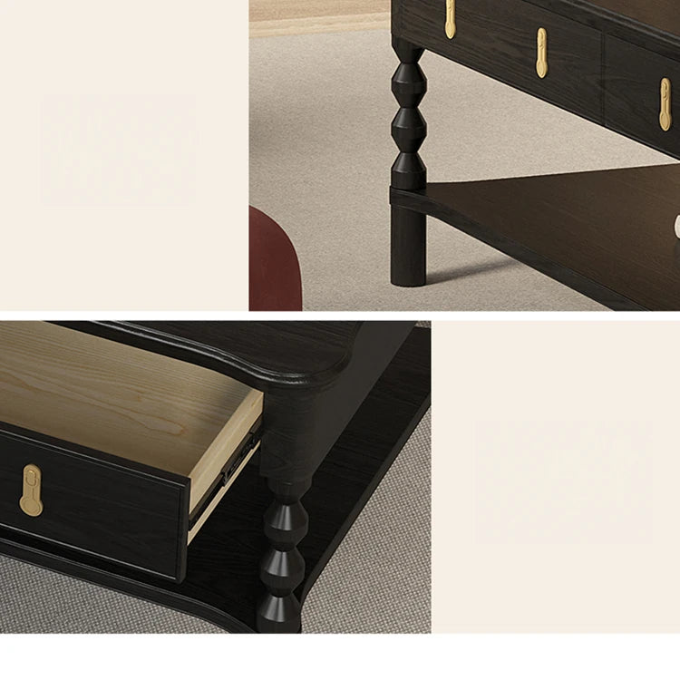 Modern Ash Wood Tea Table with Stylish Storage - Perfect for Elegant Living Rooms hld-4476