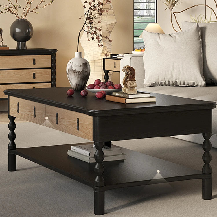 Elegant Ash Wood Tea Table - Stylish Multi-Layer Design for Modern Living Rooms hld-4477