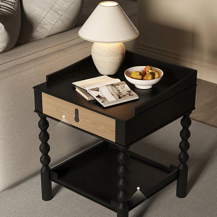 Stylish Ash Wood Tea Table with Drawer - Perfect for Modern Living Rooms hld-4478