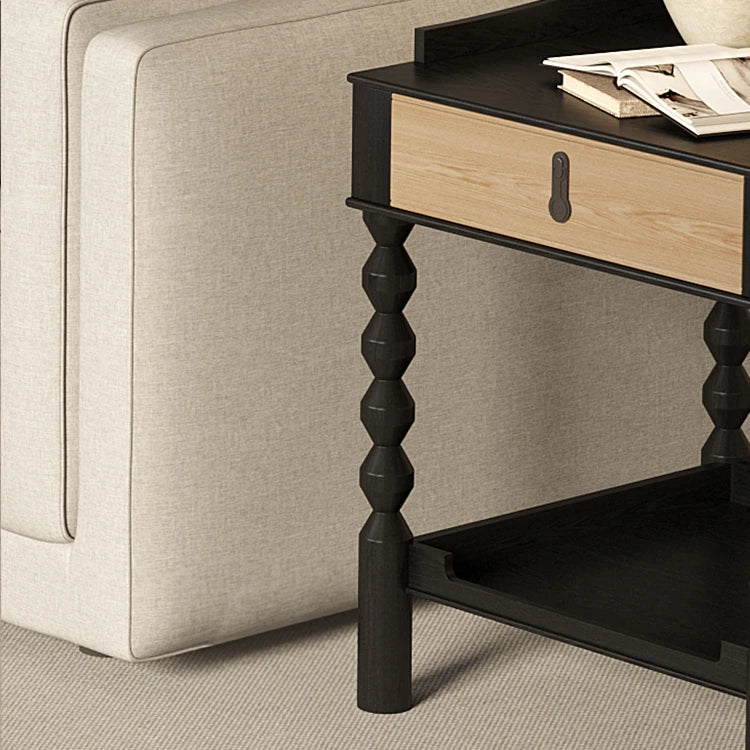 Stylish Ash Wood Tea Table with Drawer - Perfect for Modern Living Rooms hld-4478