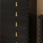 Sleek Ash Wood Cabinet with Elegant Gold Accents for Modern Living Spaces hld-4479