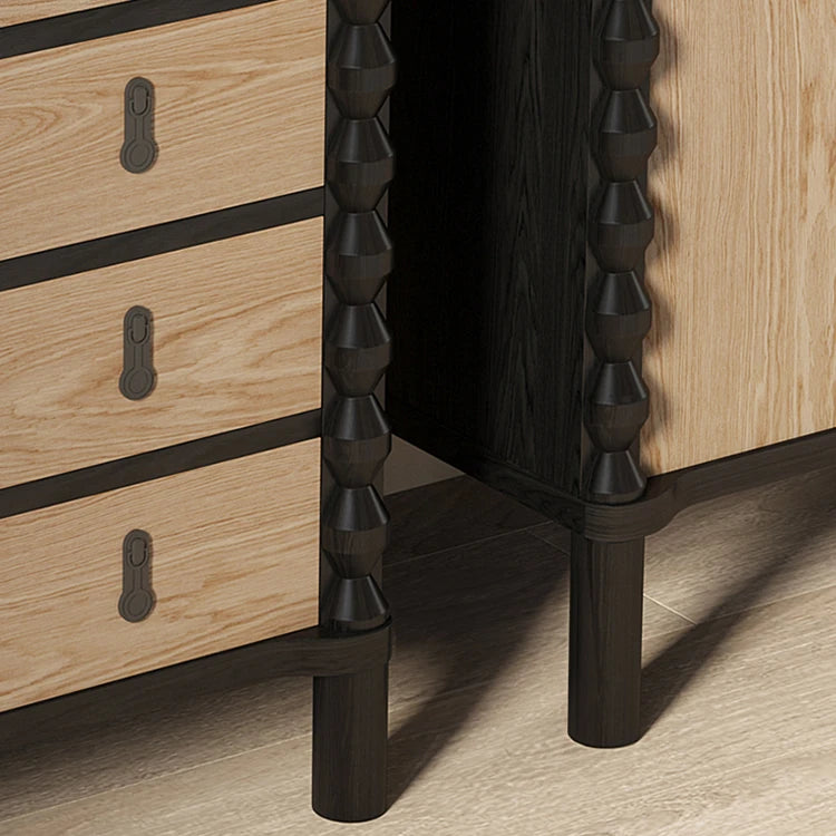 Stylish Ash Wood Multi-Layer Cabinet with Black Accents - Perfect for Modern Interiors hld-4480