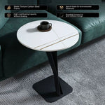 Elegant Sintered Stone Side Table with Unique Design - Modern Round Accent Table for Living Room or Bedroom Use hldjj-3019