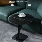 Elegant Sintered Stone Side Table with Unique Design - Modern Round Accent Table for Living Room or Bedroom Use hldjj-3019