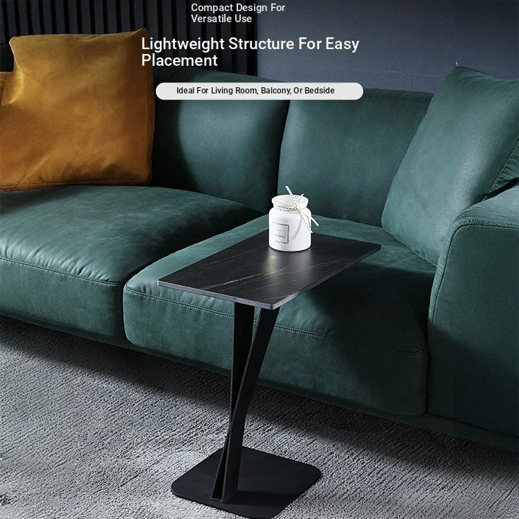 Elegant Sintered Stone Side Table with Unique Design - Modern Round Accent Table for Living Room or Bedroom Use hldjj-3019