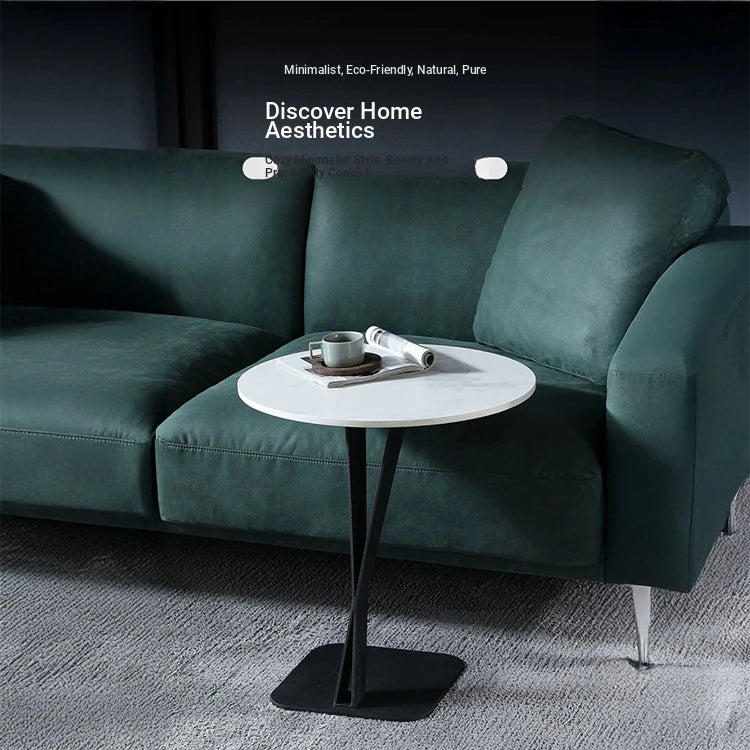 Elegant Sintered Stone Side Table with Unique Design - Modern Round Accent Table for Living Room or Bedroom Use hldjj-3019