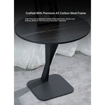 Elegant Sintered Stone Side Table with Unique Design - Modern Round Accent Table for Living Room or Bedroom Use hldjj-3019