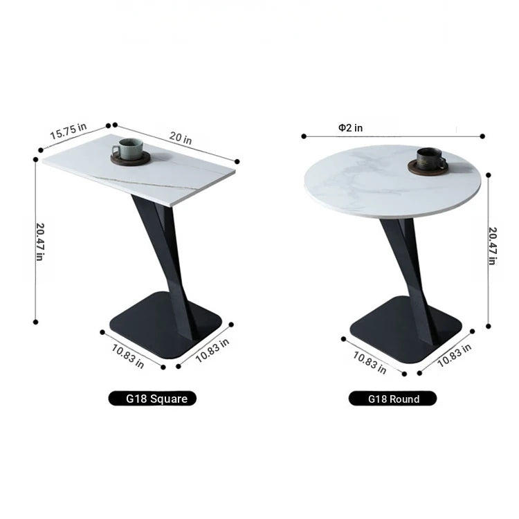 Elegant Sintered Stone Side Table with Unique Design - Modern Round Accent Table for Living Room or Bedroom Use hldjj-3019